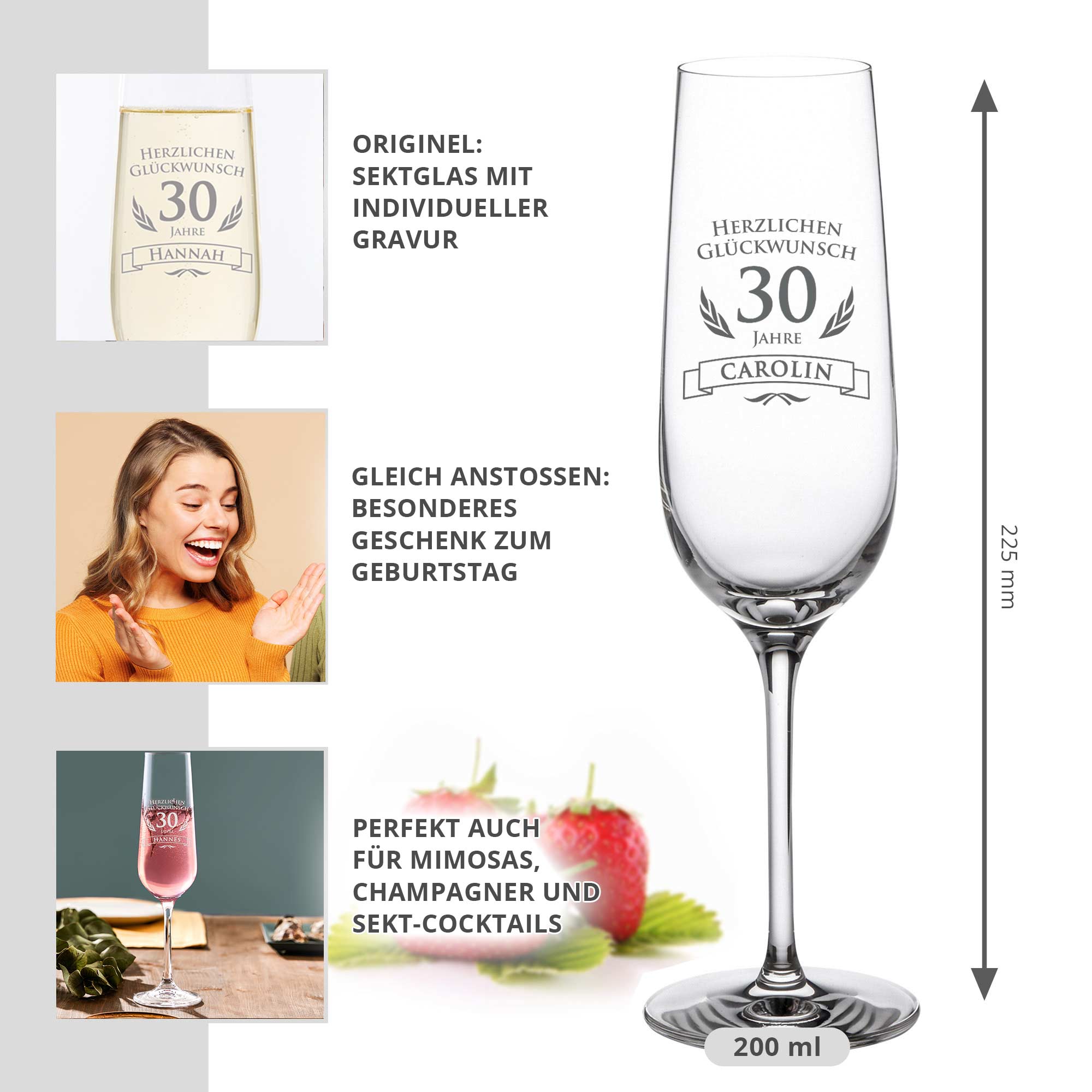 Sektglas zum 30. Geburtstag