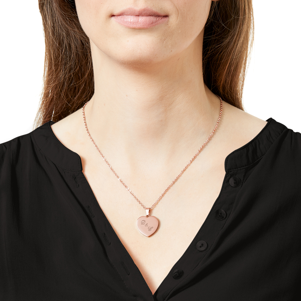 Herzanhänger Rosegold graviert mit Kette - Initialen 3686 - 3