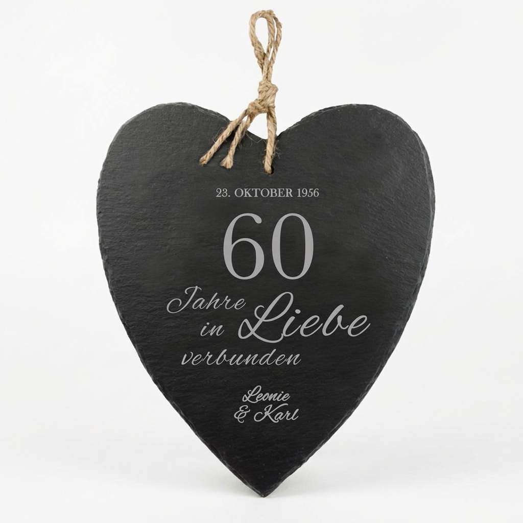Schieferherz zur diamantenen Hochzeit Schieferherz zur diamantenen Hochzeit
