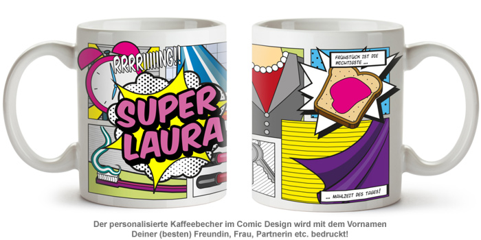 Personalisierte Comic Tasse - Super Frau 2318 - 1