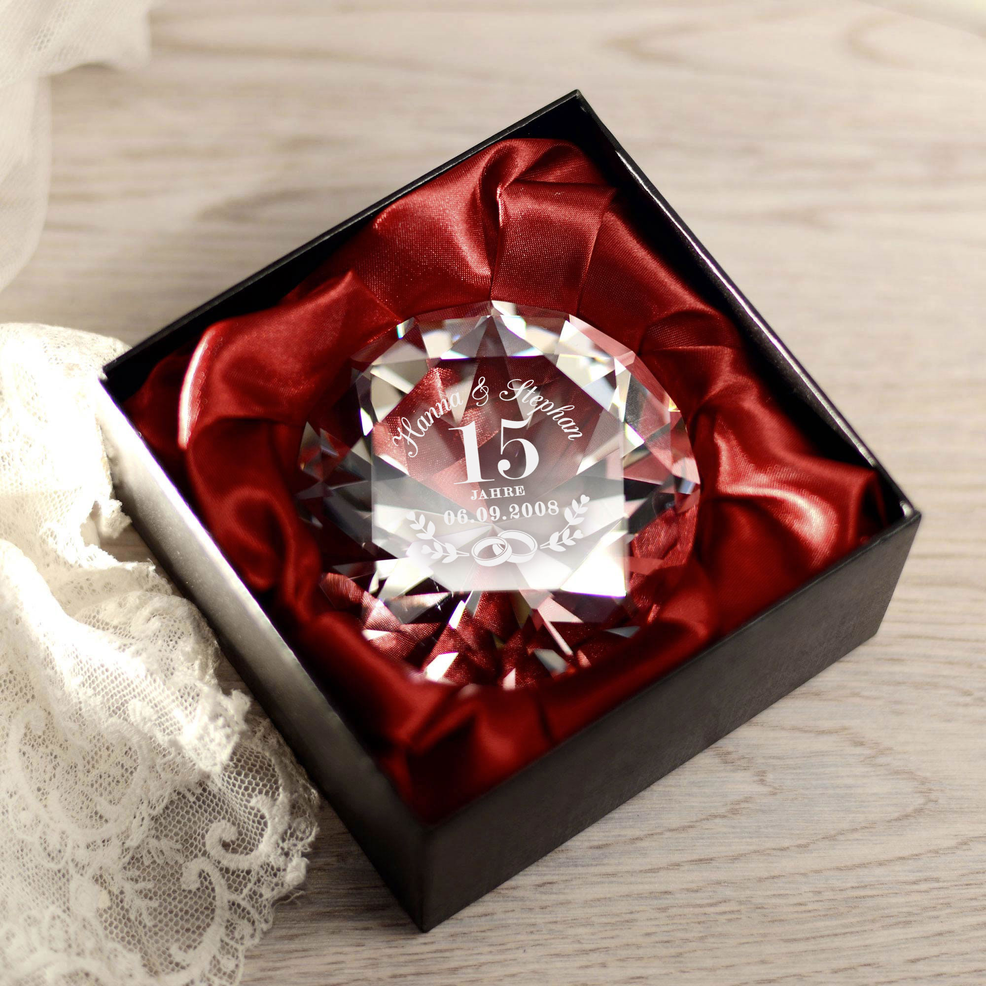 Kristall - Diamant - Kristallhochzeit - Personalisiert