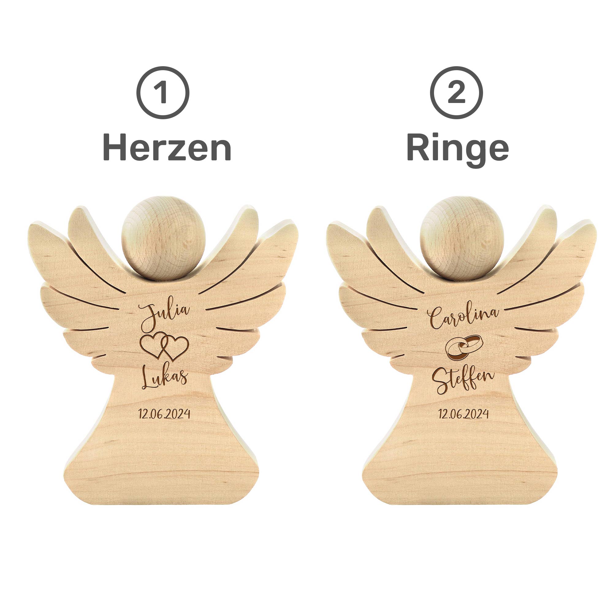 Holzengel - Hochzeit - Personalisiert
