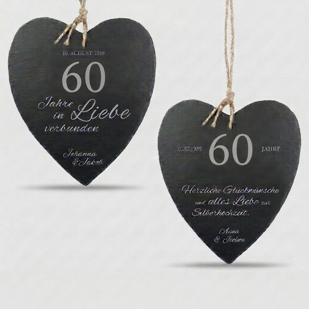 Schieferherz zur diamantenen Hochzeit Schieferherz zur diamantenen Hochzeit