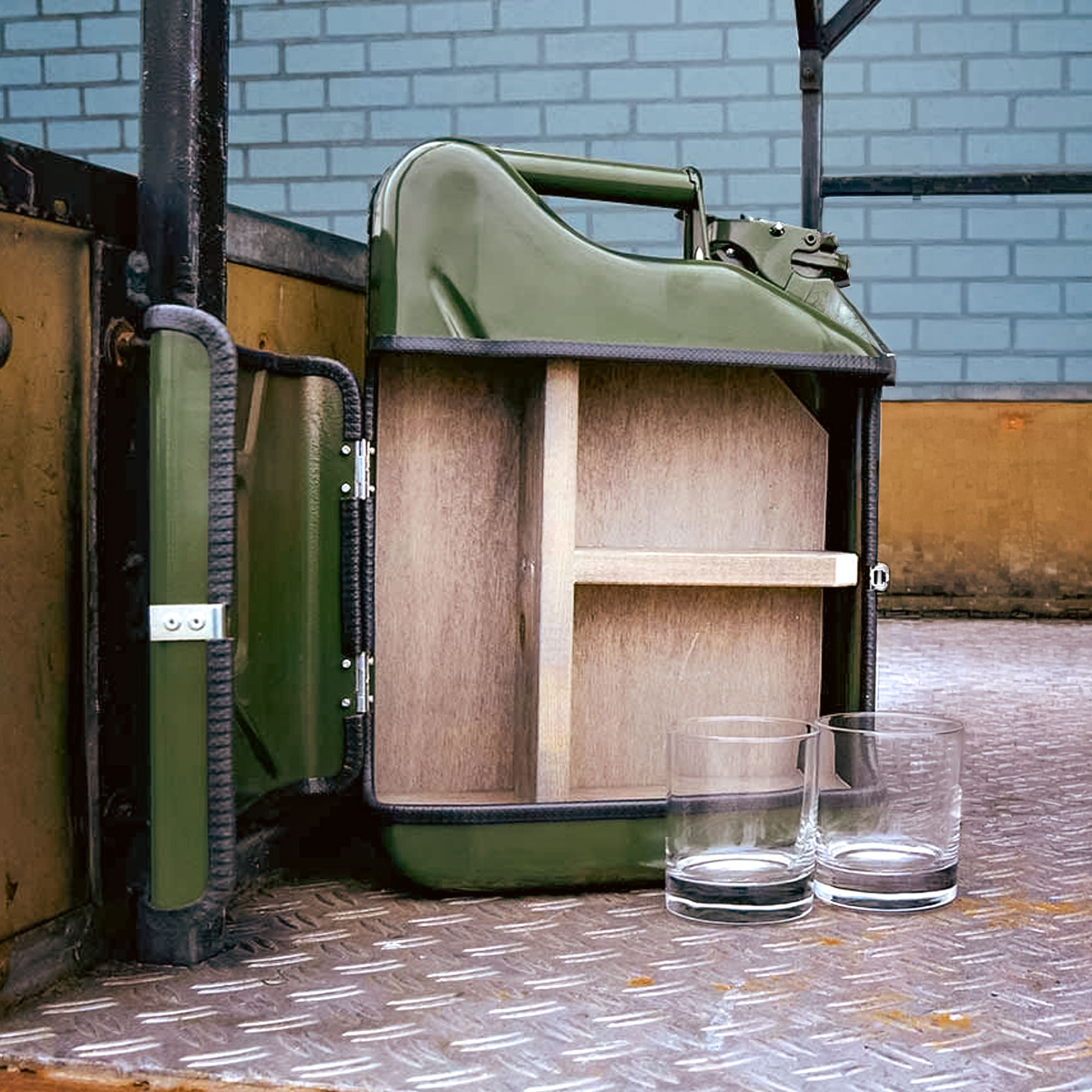 10l Kanisterbar 3-teilig - grüne Mini Bar mit Barschrank