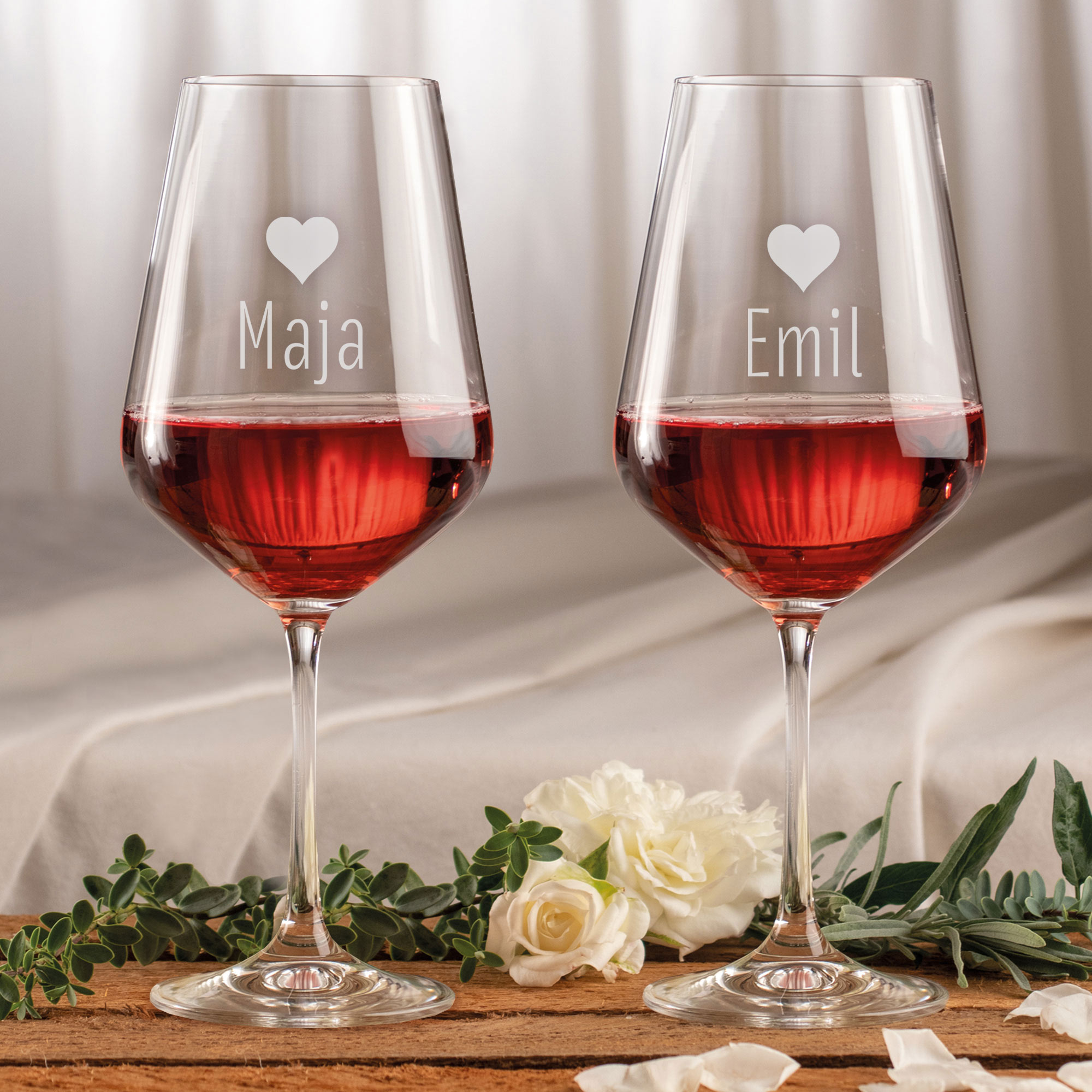 Personalisierte Weingläser Herz - 2er Set