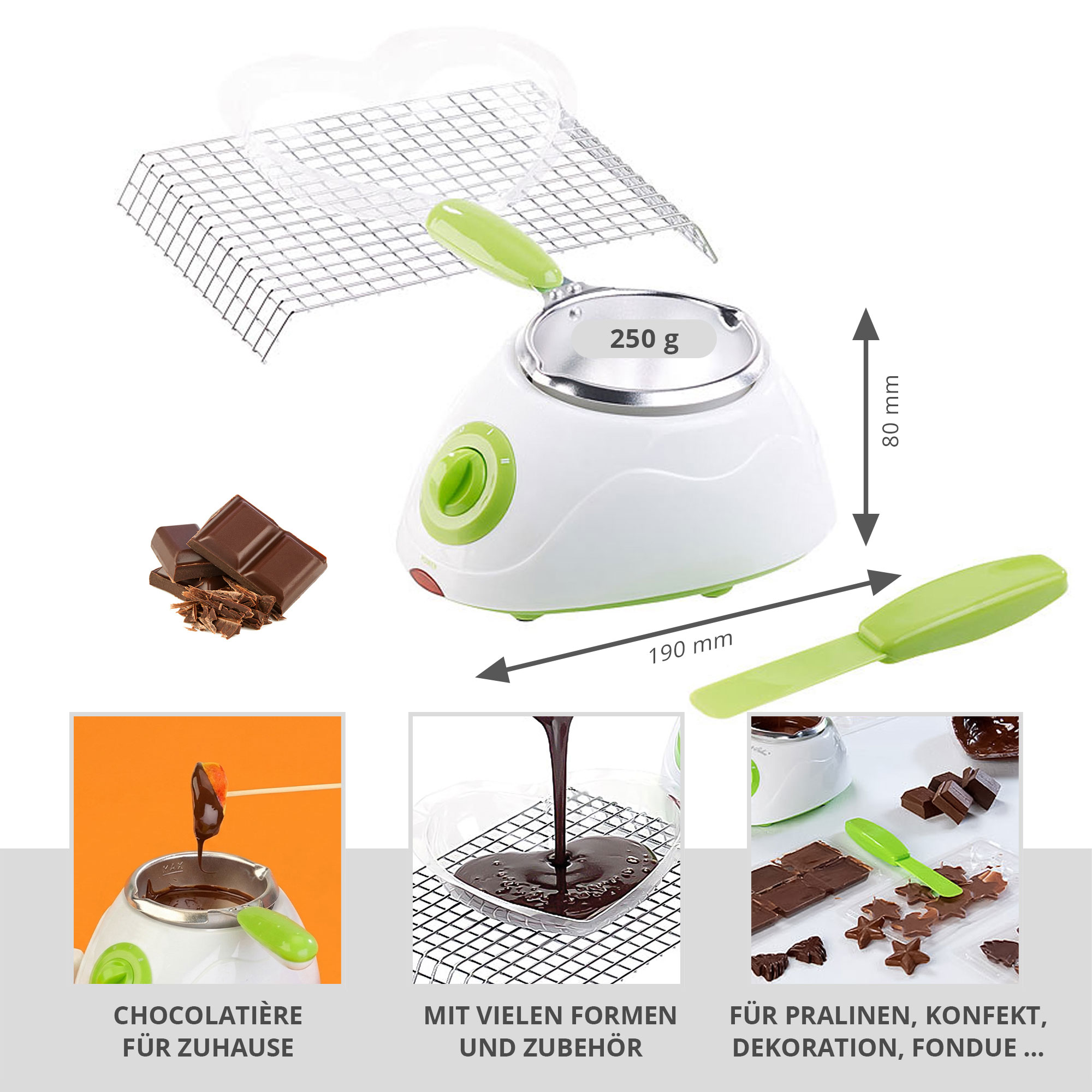Schokolade schmelzen - Schokofondue Set Schokolade schmelzen - Schokofondue Set