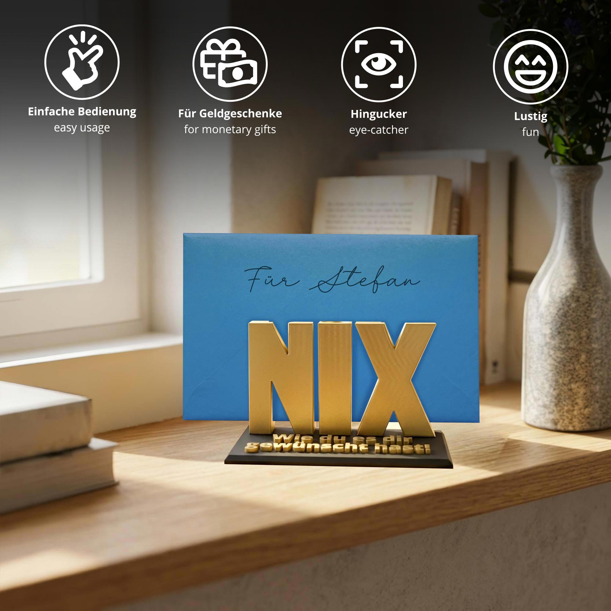 Das Nix Geschenk Gold - Geschenkverpackung für Geld & Gutscheine