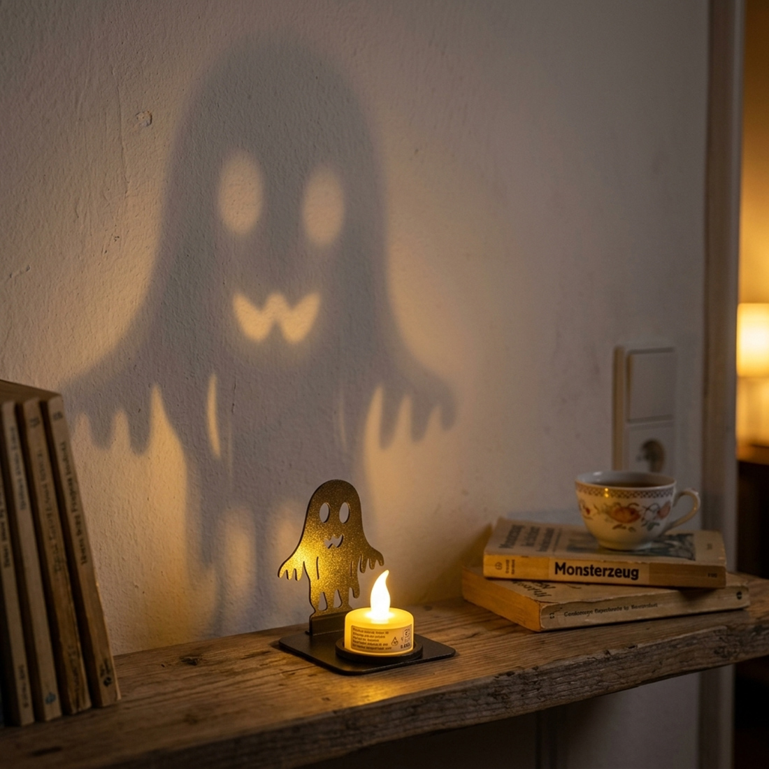 Halloween-Teelichthalter Komplettset – 5 Schattenmotive