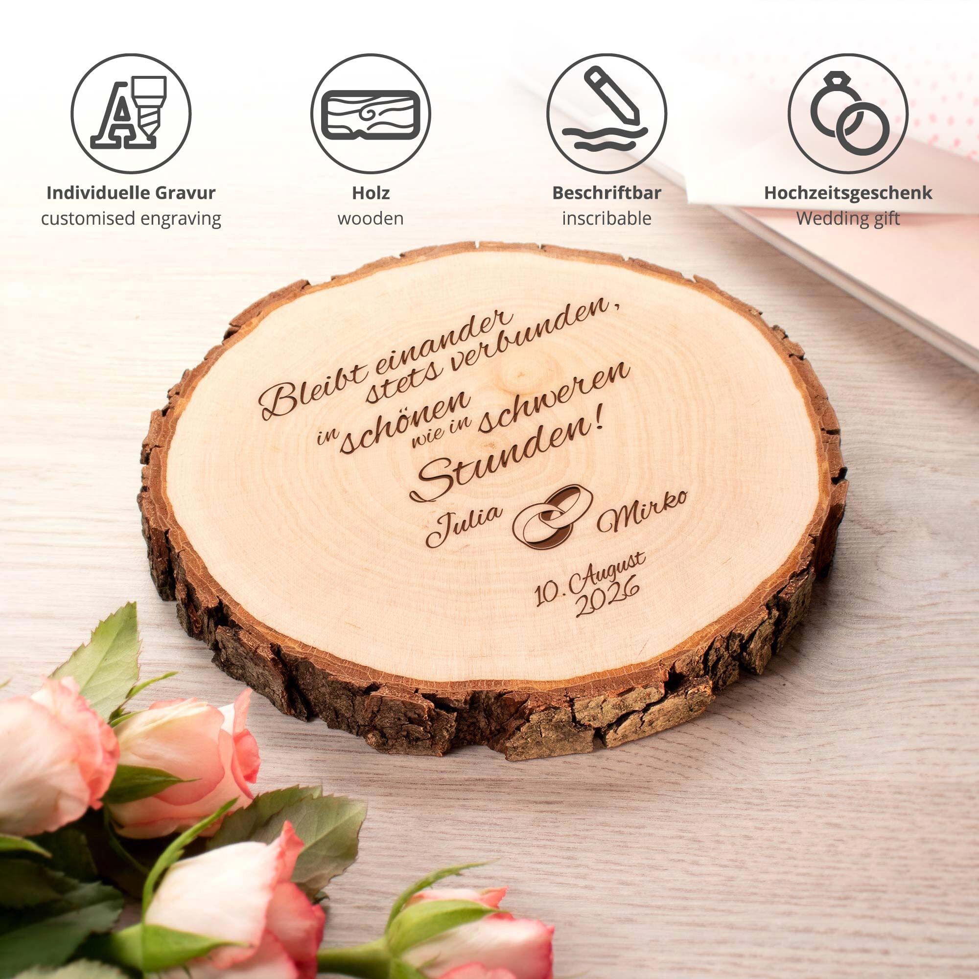 Baumscheibe zur Hochzeit - Bleibt verbunden