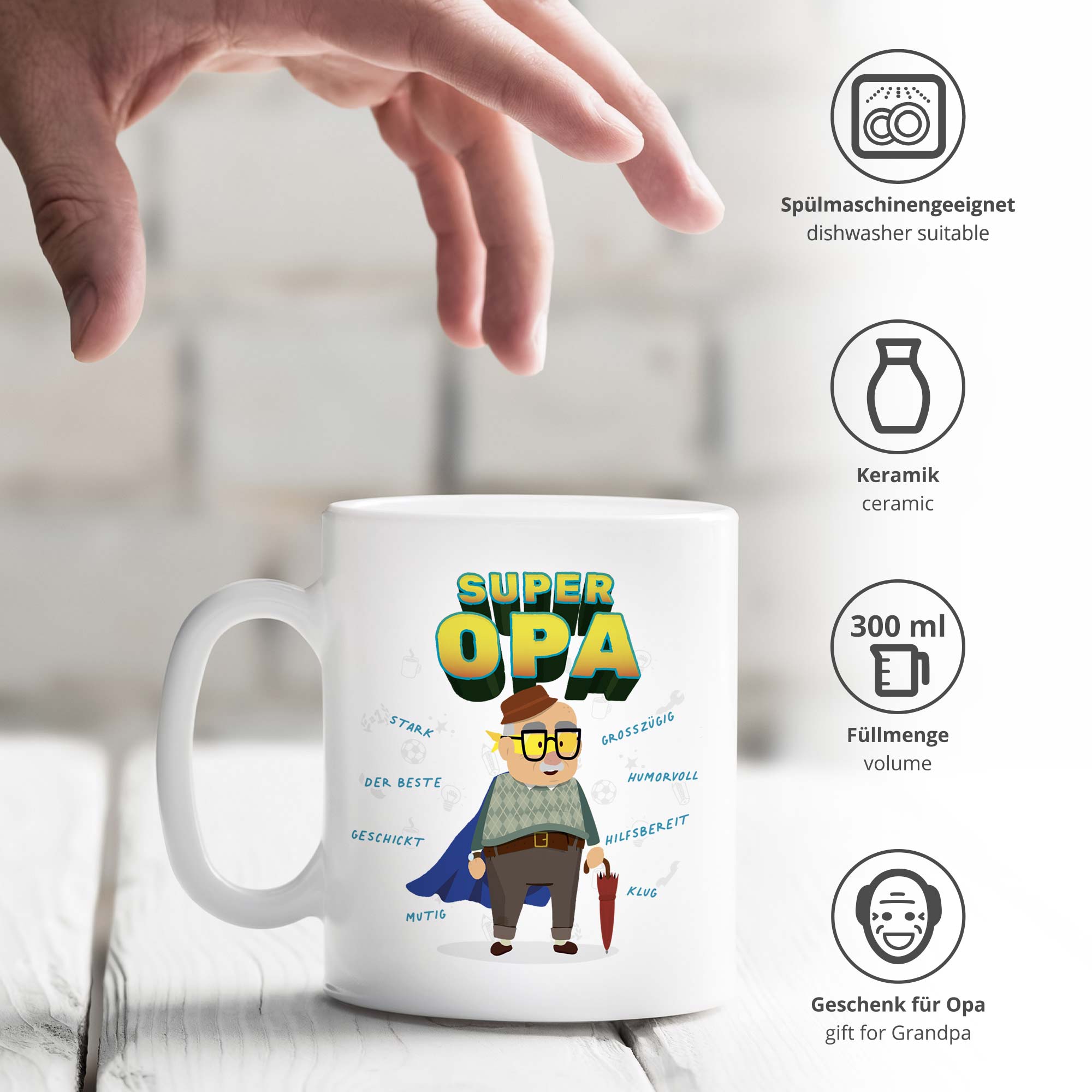 Tasse - Weiß - Super Opa - Standard