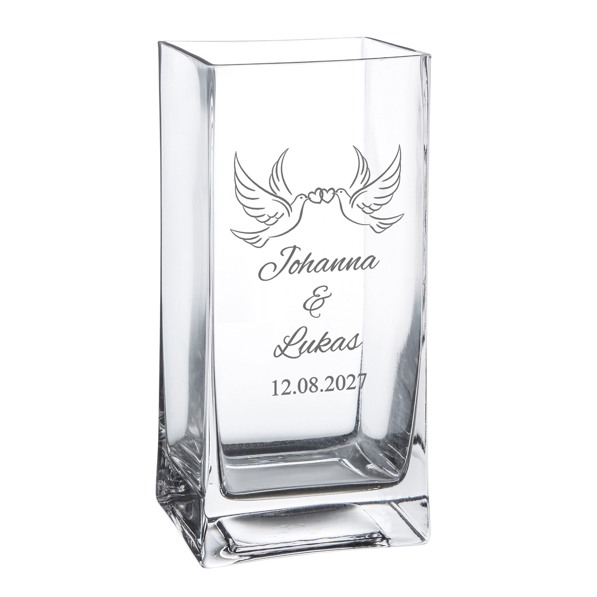 Vase Liebestauben - personalisiert