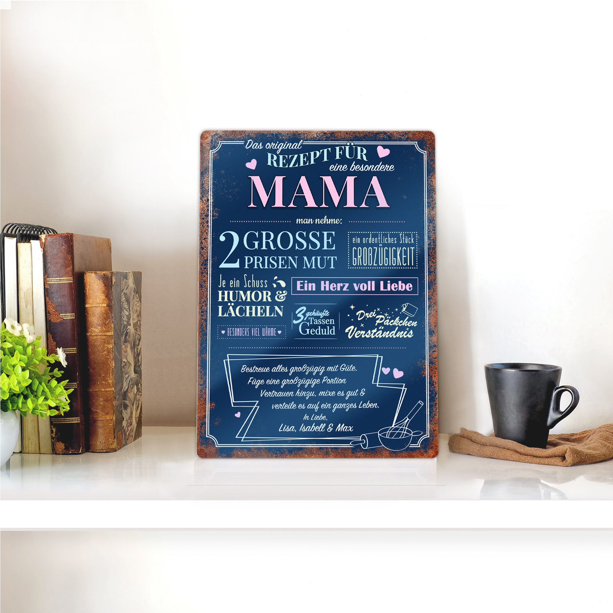 Personalisiertes Blechschild - Rezept Mama