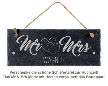 Schiefertafel mit Gravur - Mr and Mrs 3092 - 2