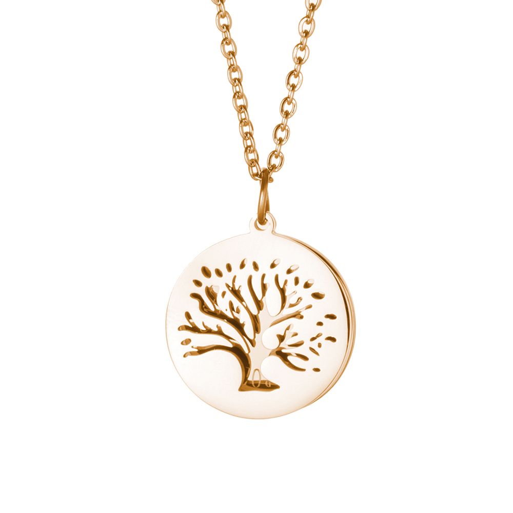 Kette mit graviertem Baum Anhänger Gold - Namen 3695 - 6