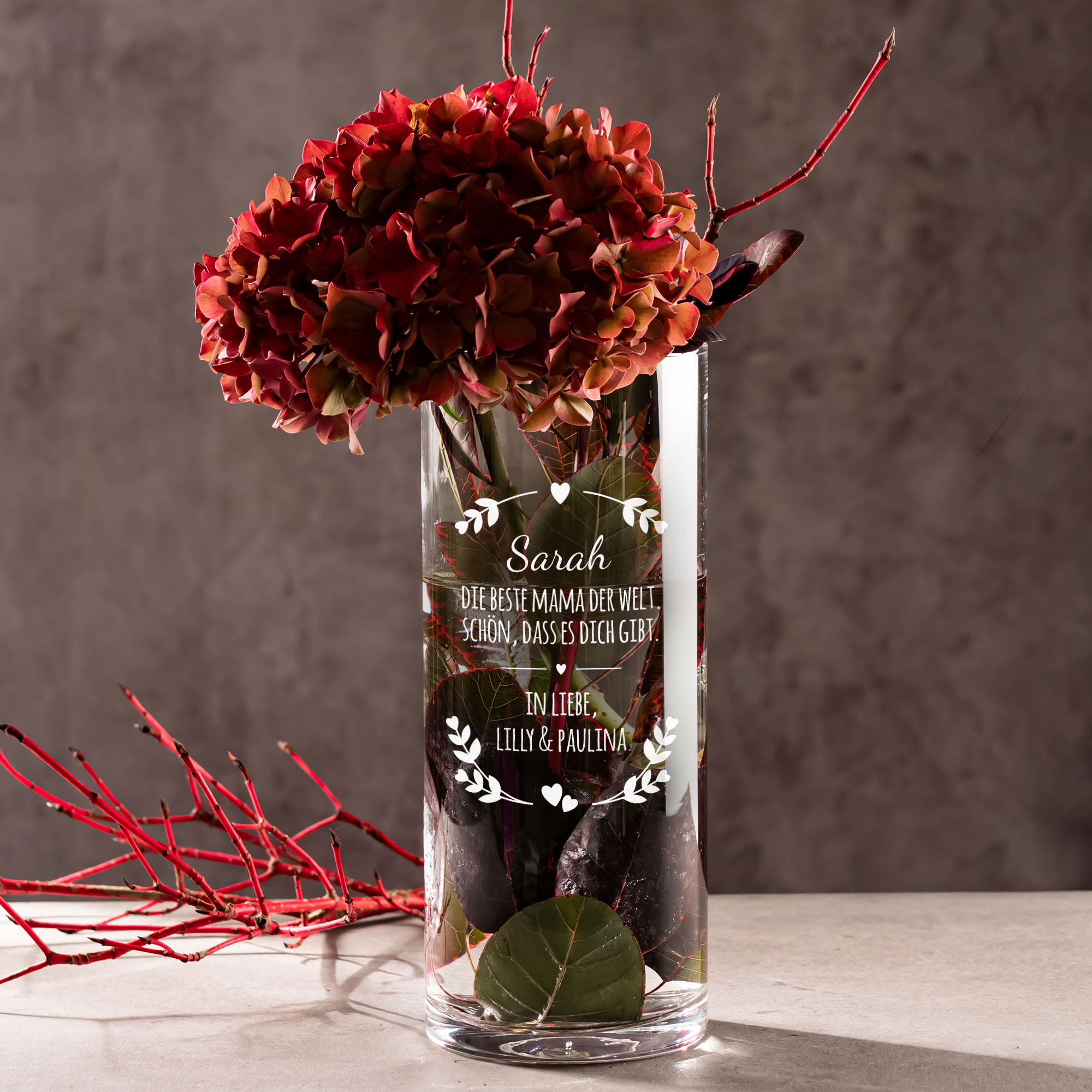 Runde Vase mit Gravur - Beste Mama 2135-167-MZ