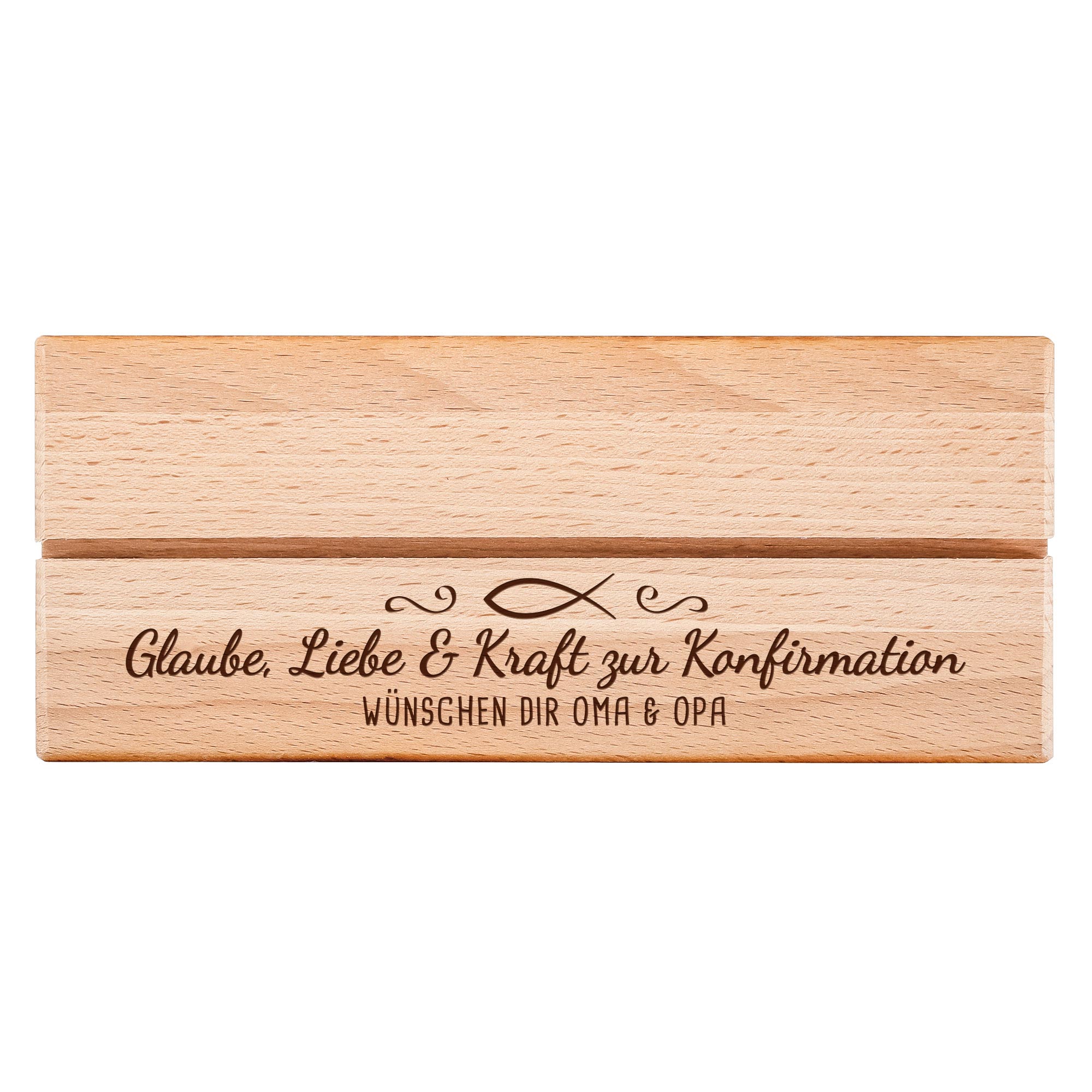 Großer Geldengel aus Holz mit Gravur zur Konfirmation
