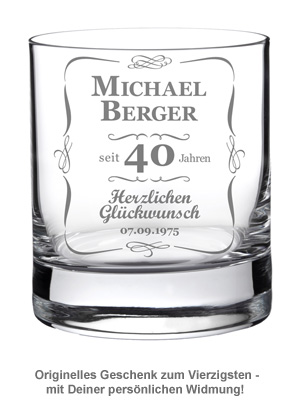 Whiskyglas 40. Geburtstag - klassisch 1470 - 1