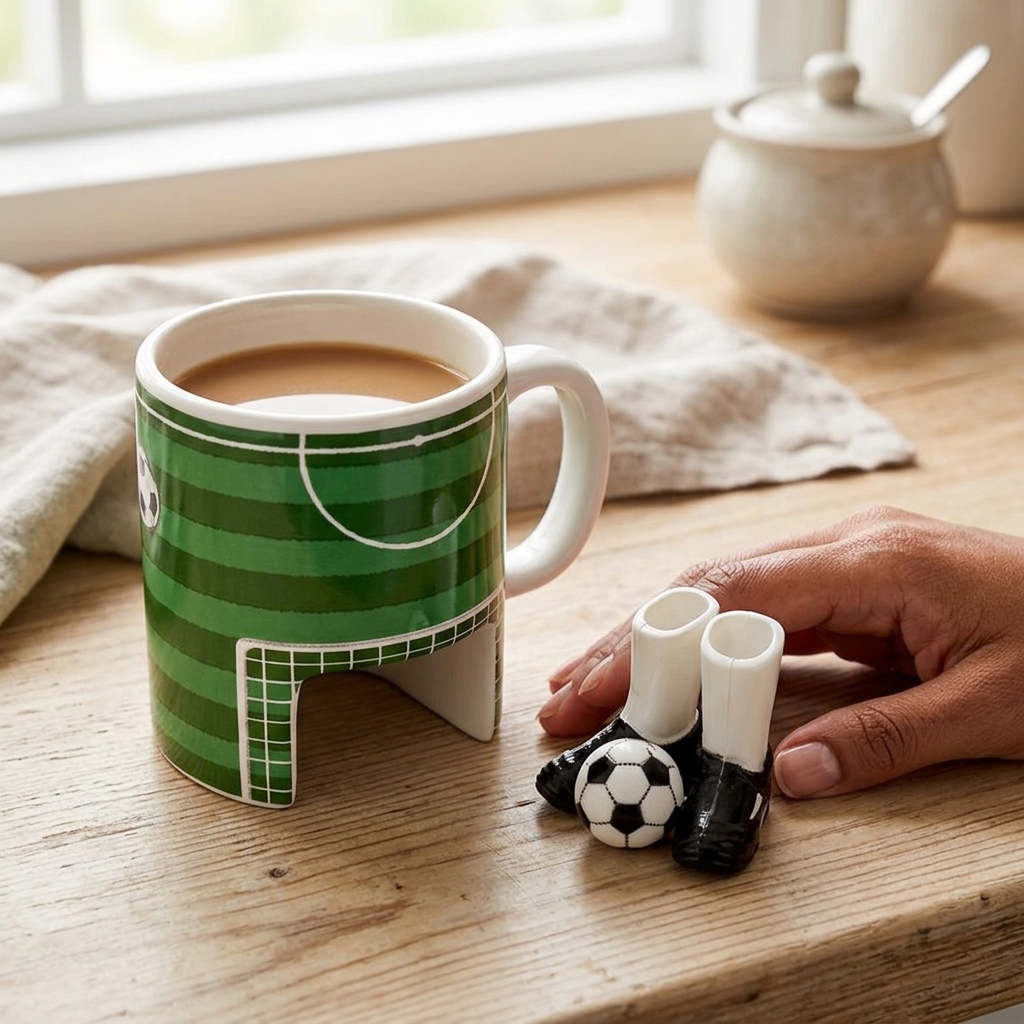 Fußball Tasse mit Fingerschuhen und Ball Fußball Tasse mit Fingerschuhen und Ball