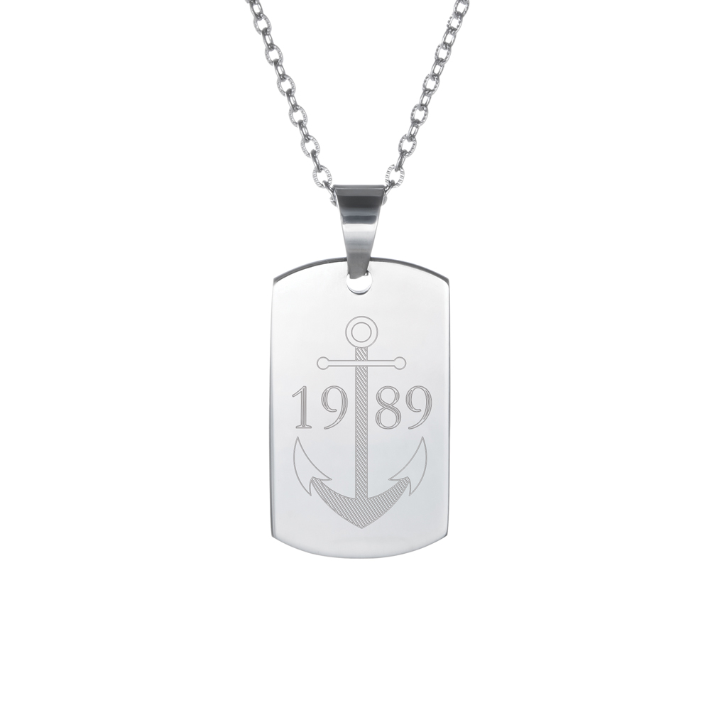 Army Dog Tag Kette mit Gravur für Männer - Anker 3266 - 3