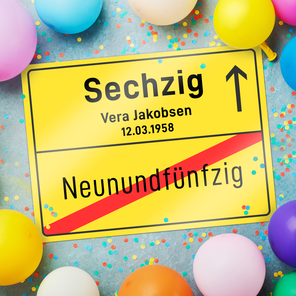 Personalisiertes Ortsschild - 60. Geburtstag 1966