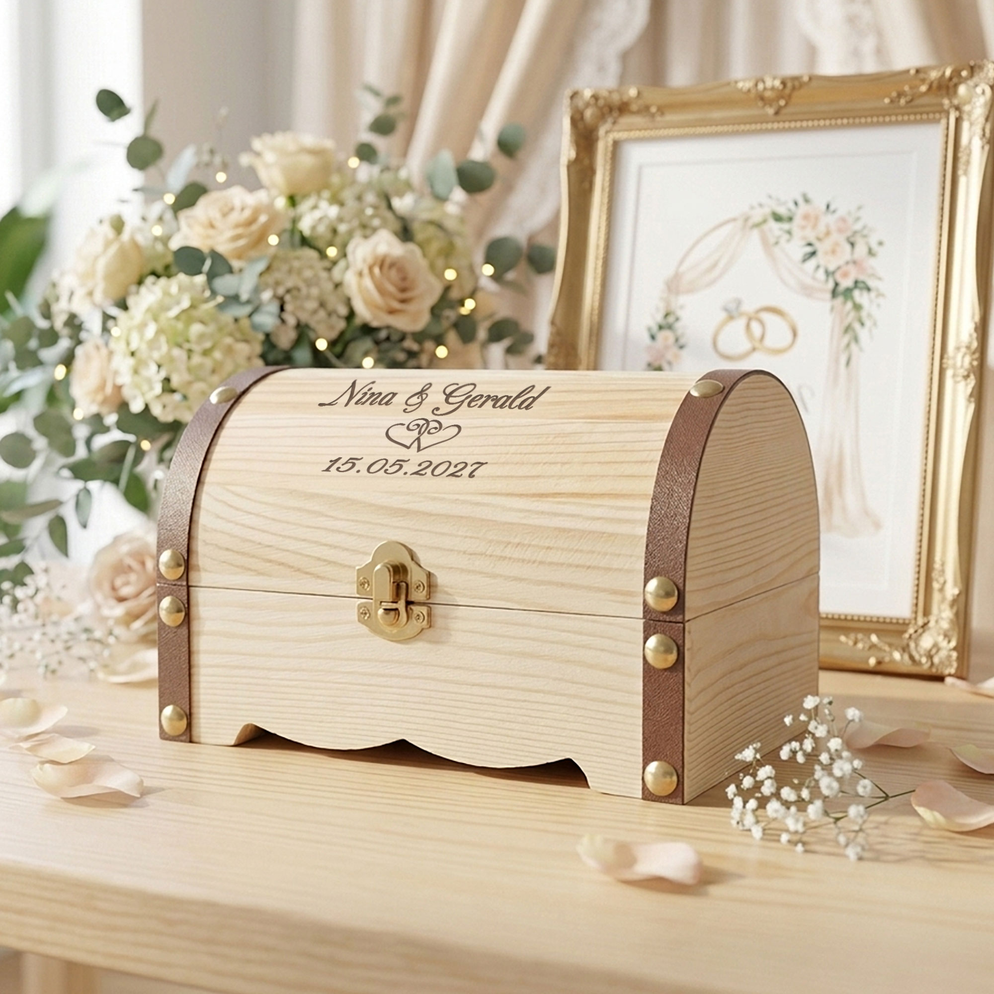 Geld Schatzkiste zur Hochzeit - Herzen