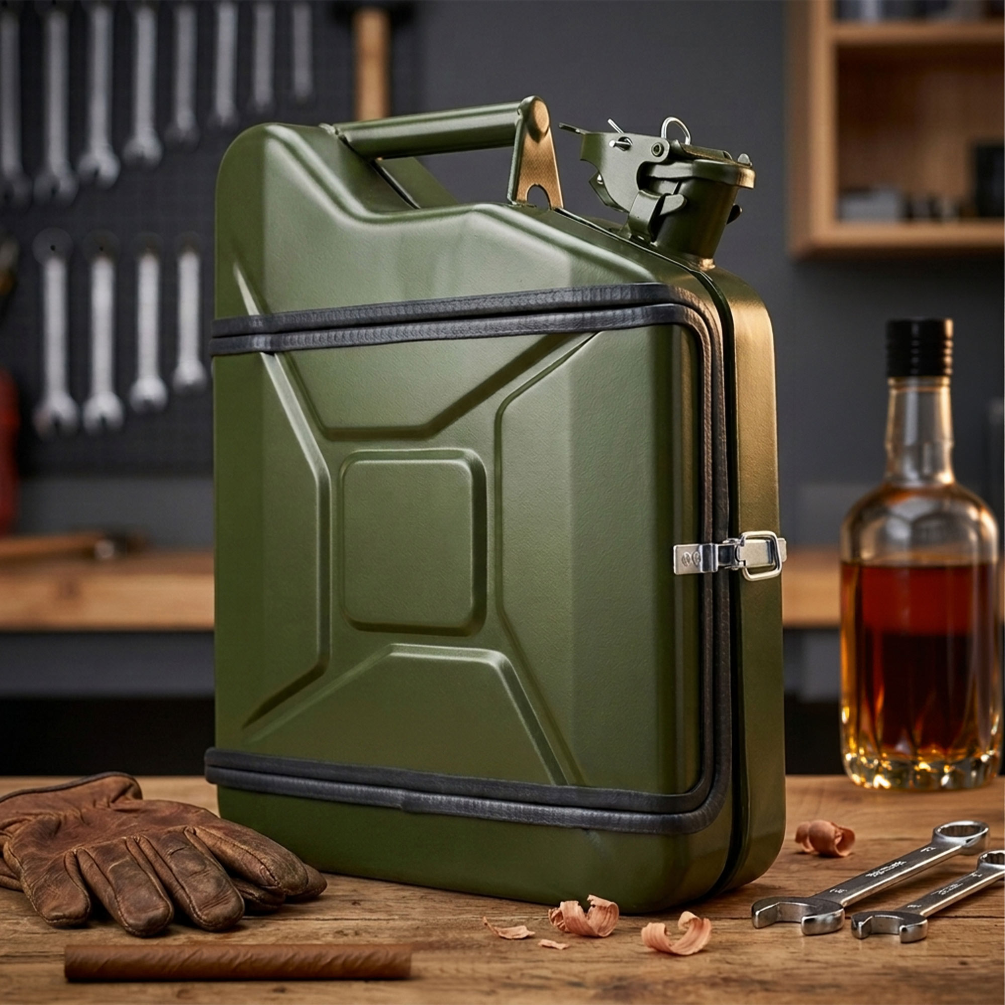 10l Kanisterbar 3-teilig - grüne Mini Bar mit Barschrank
