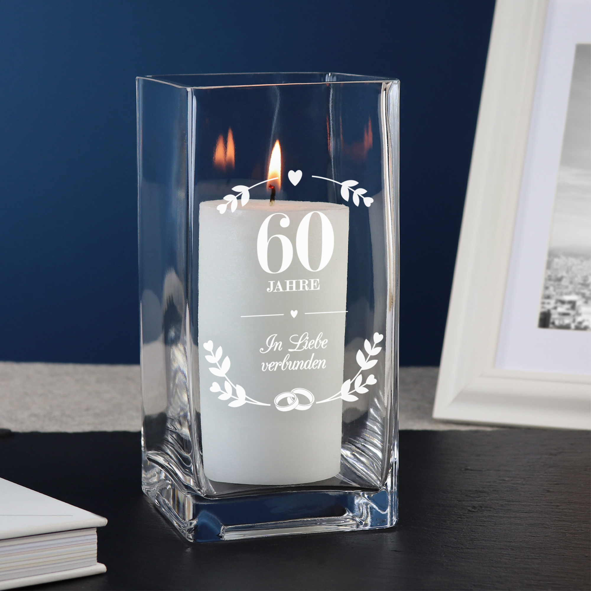 Eckige Vase - Diamanthochzeit 0006-0019-89-AZ - 1