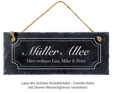 Schiefertafel mit Gravur - Familie Allee 2513 - 1