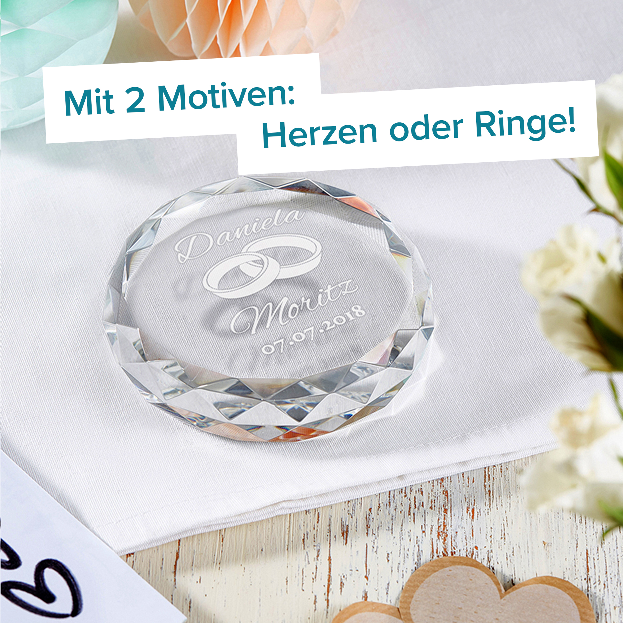 Kristall mit Gravur zur Hochzeit 4132 - 4