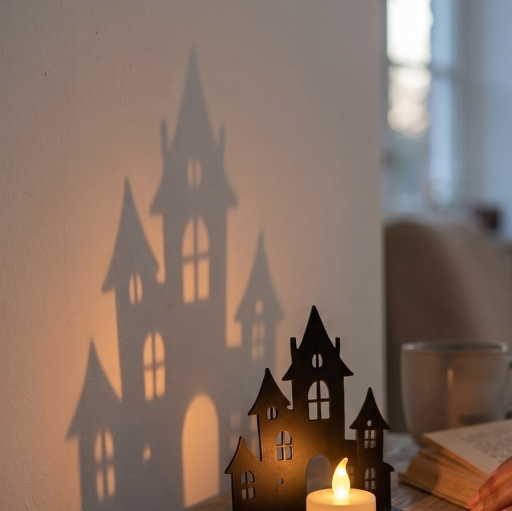 Halloween-Teelichthalter Komplettset – 5 Schattenmotive