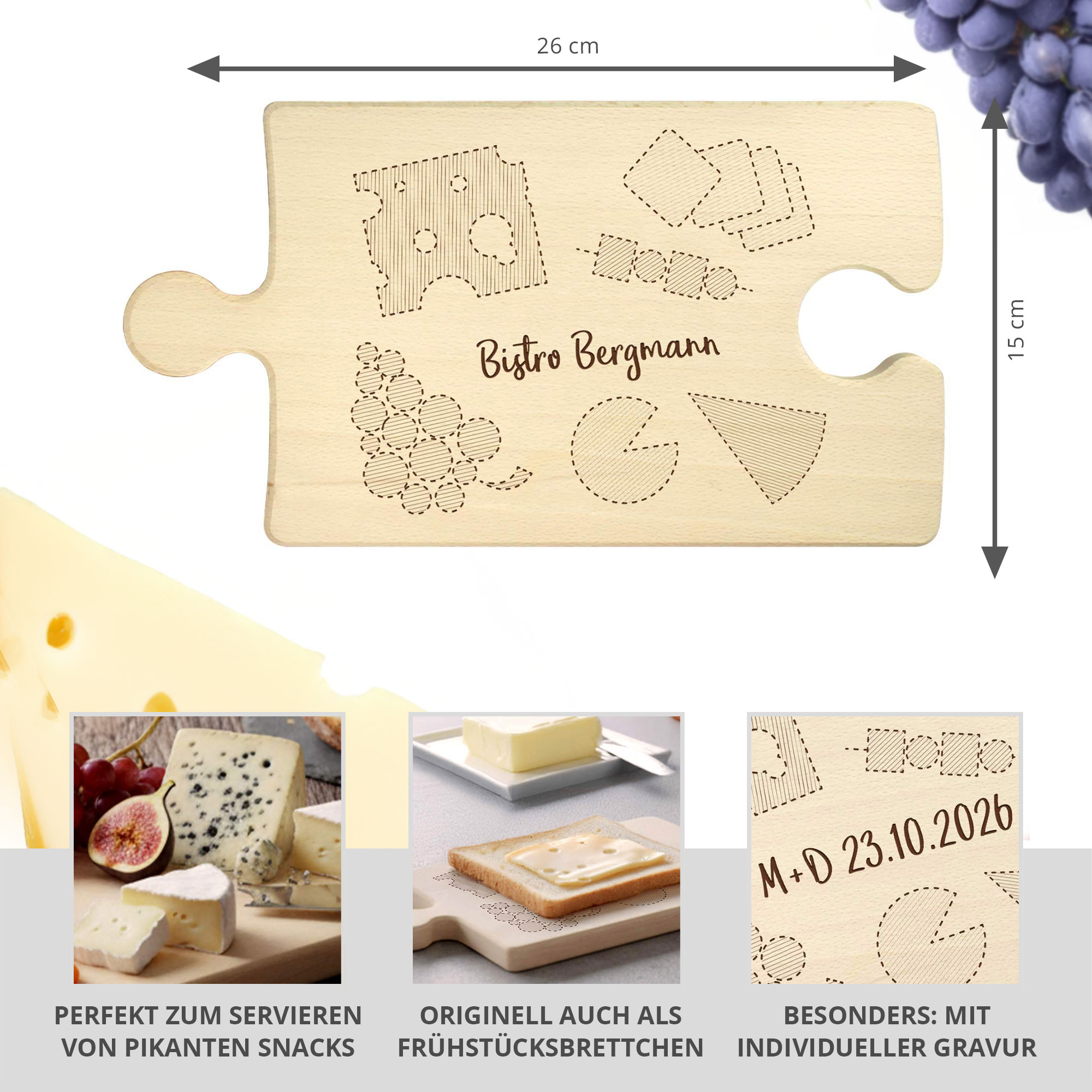 Personalisiertes Puzzle Brettchen - Käse Personalisiertes Puzzle Brettchen - Käse