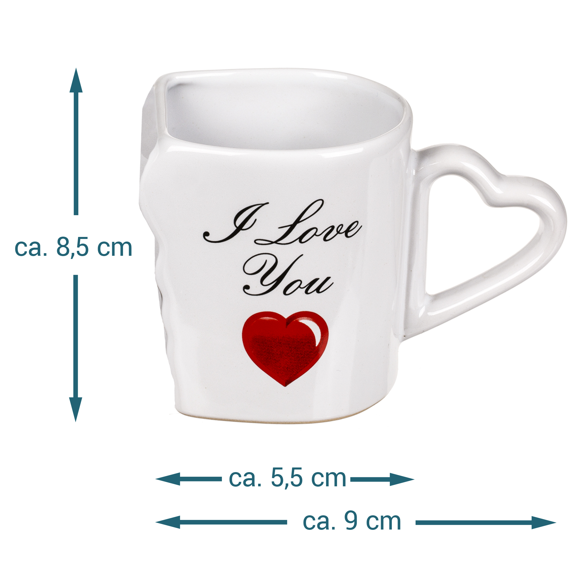 Kaffeebecher Set mit Herzen - I Love You 3983 - 3