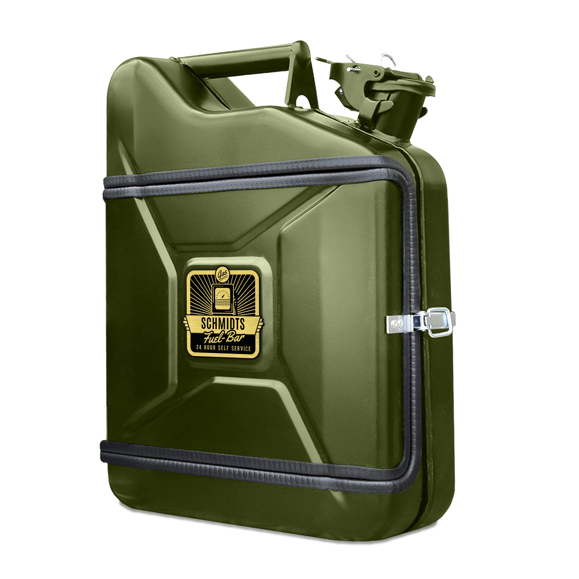 Personalisierte 10l Kanisterbar - grüne Mini Bar mit Barschrank 3-teilig Personalisierte 10l Kanisterbar - grüne Mini Bar mit Barschrank 3-teilig