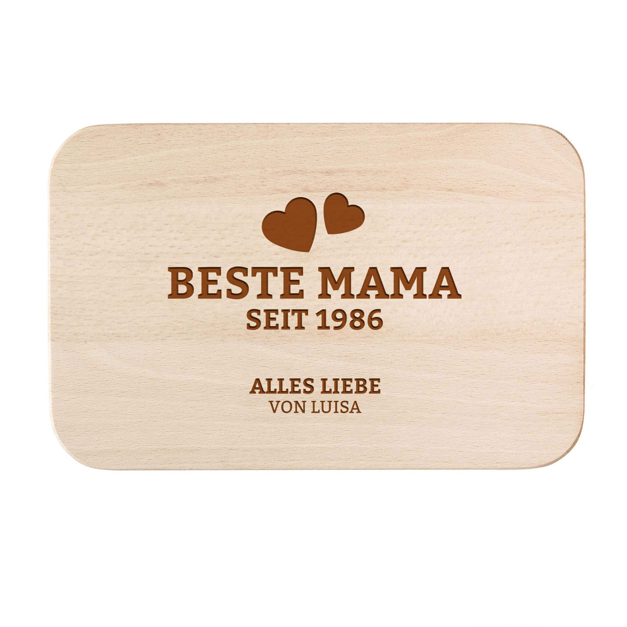 Graviertes Frühstücksbrettchen - Beste Mama von Herzen Graviertes Frühstücksbrettchen - Beste Mama von Herzen