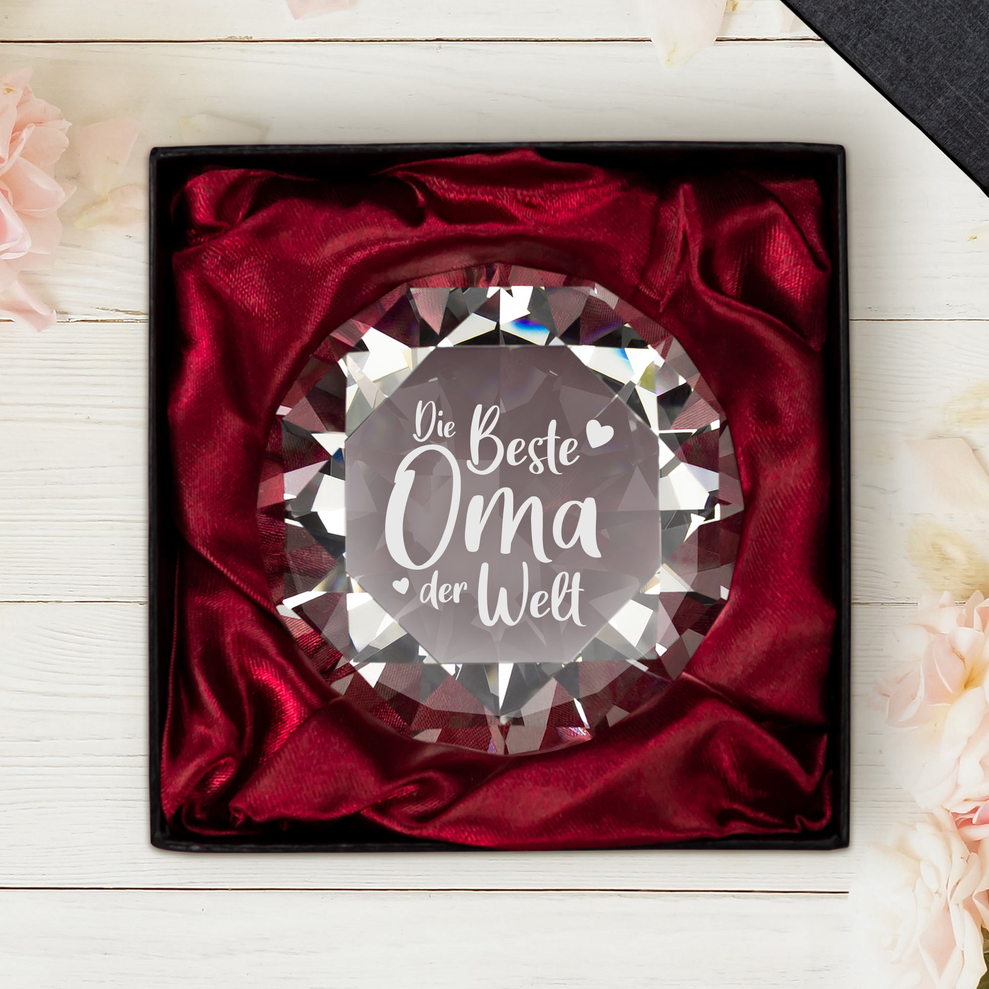 Diamant Kristall mit Gravur - Oma