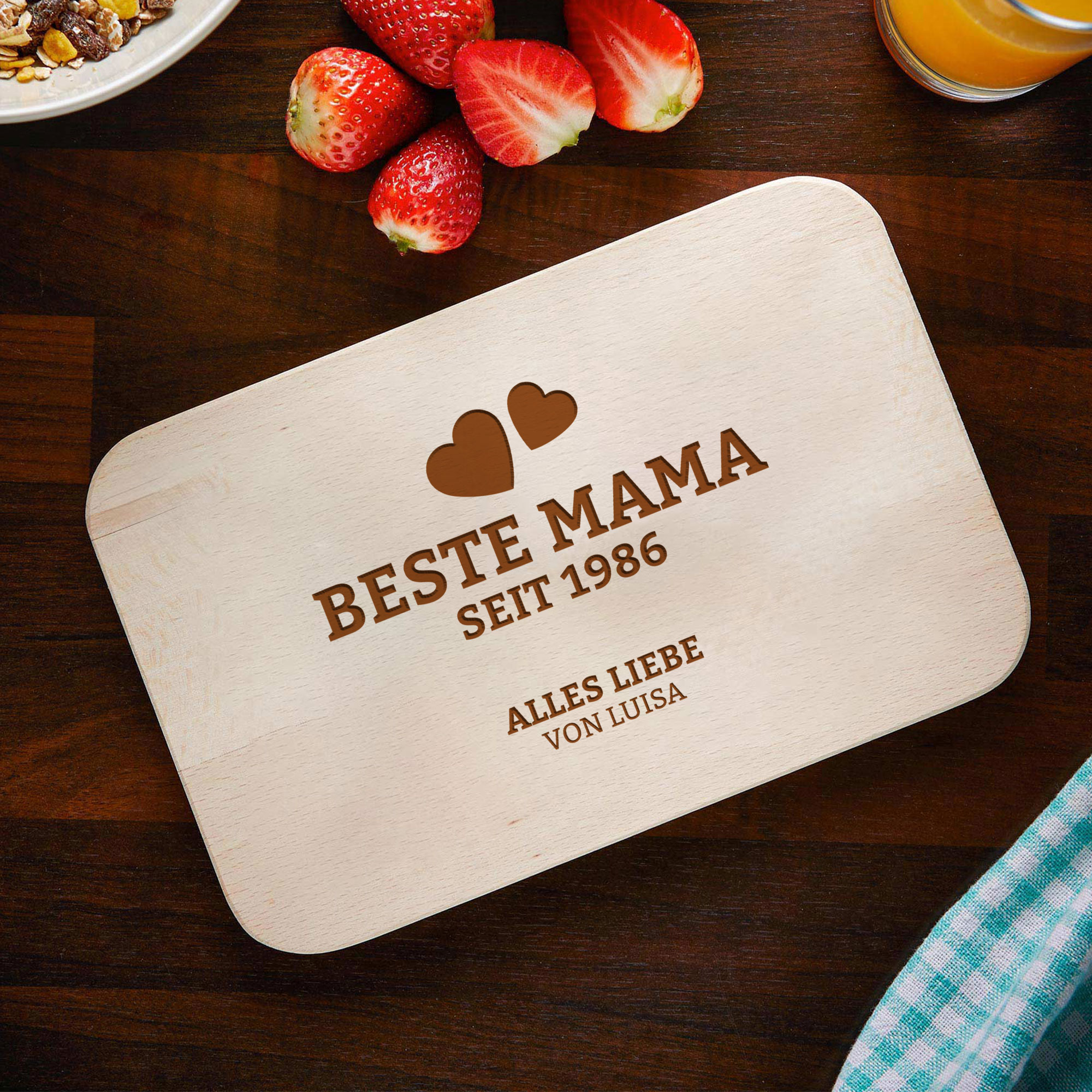 Graviertes Frühstücksbrettchen - Beste Mama von Herzen