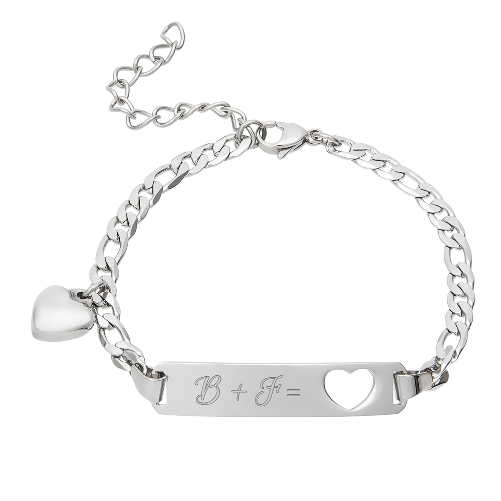 Armband mit Herzstanze Silber - Initialengravur 3427 - 5