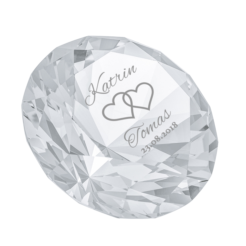 Diamant Kristall mit Gravur zur Hochzeit