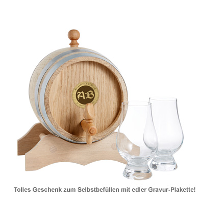 Holzfass mit Gravur Plakette - Initialen 2732 - 1