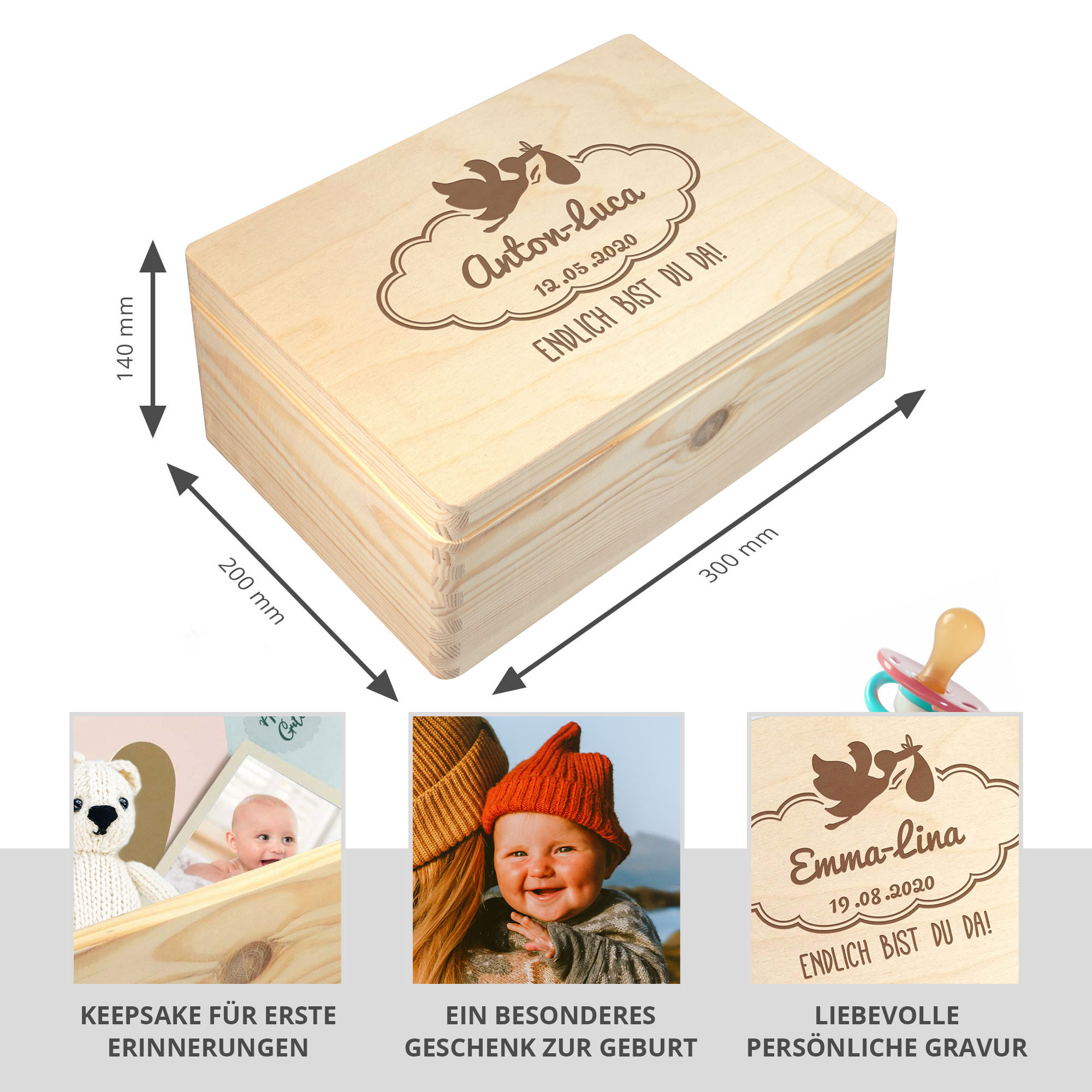 Memory Box zur Geburt - Storch