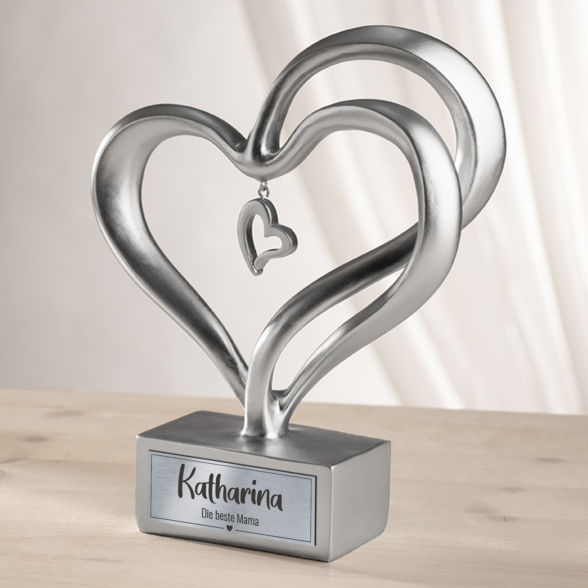 Silber Herz Skulptur - Beste Mama