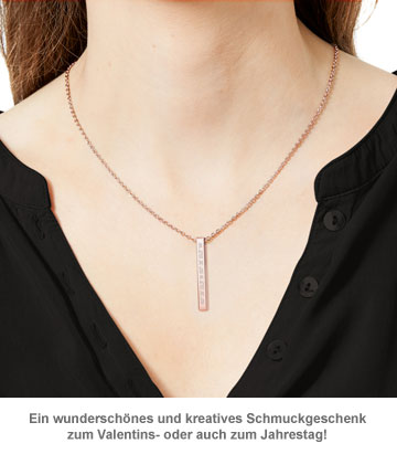 Kette mit Stabanhänger Rosegold - Geokoordinaten 3543 - 2