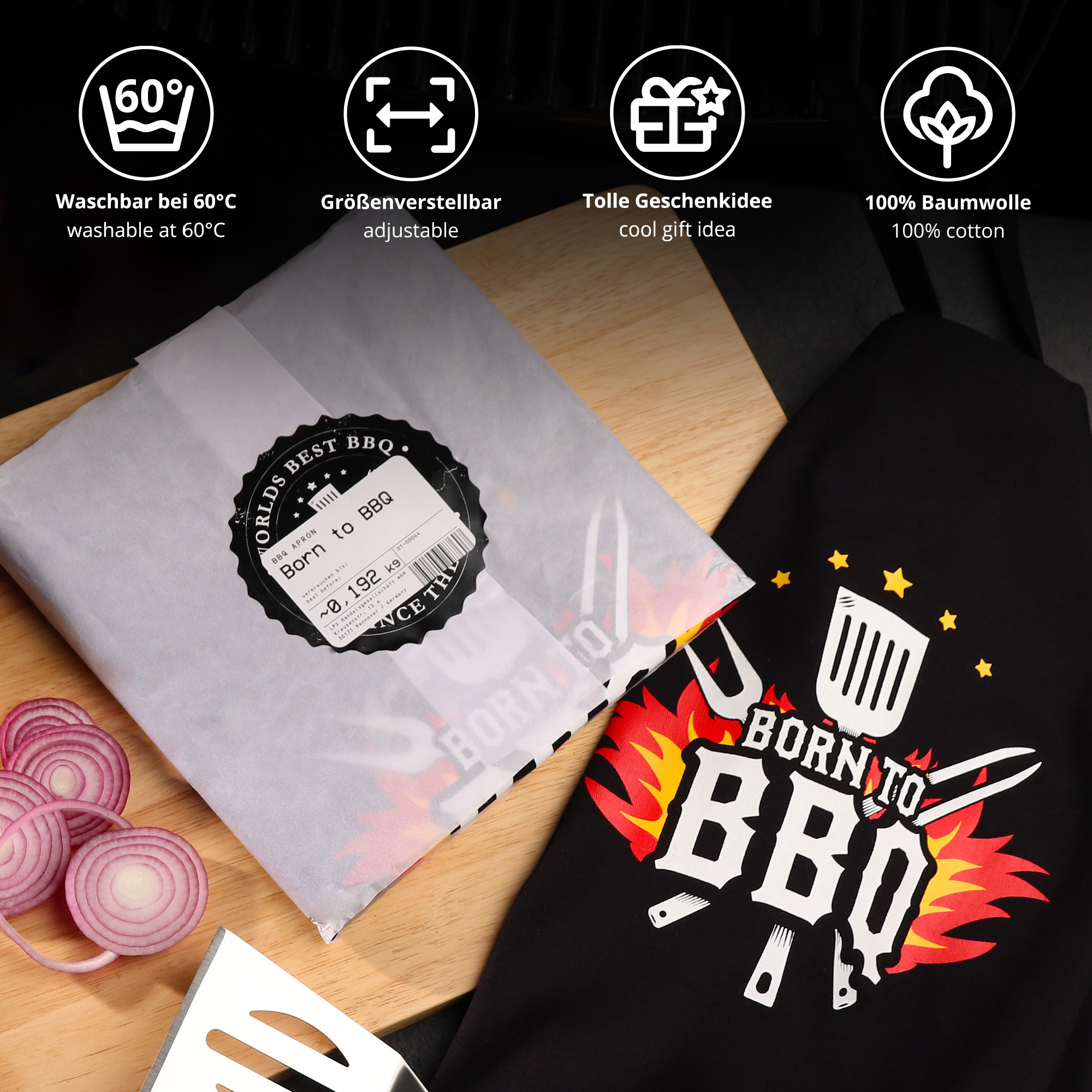 Praktische Schürze zum Grillen - Born to BBQ Grillschürze