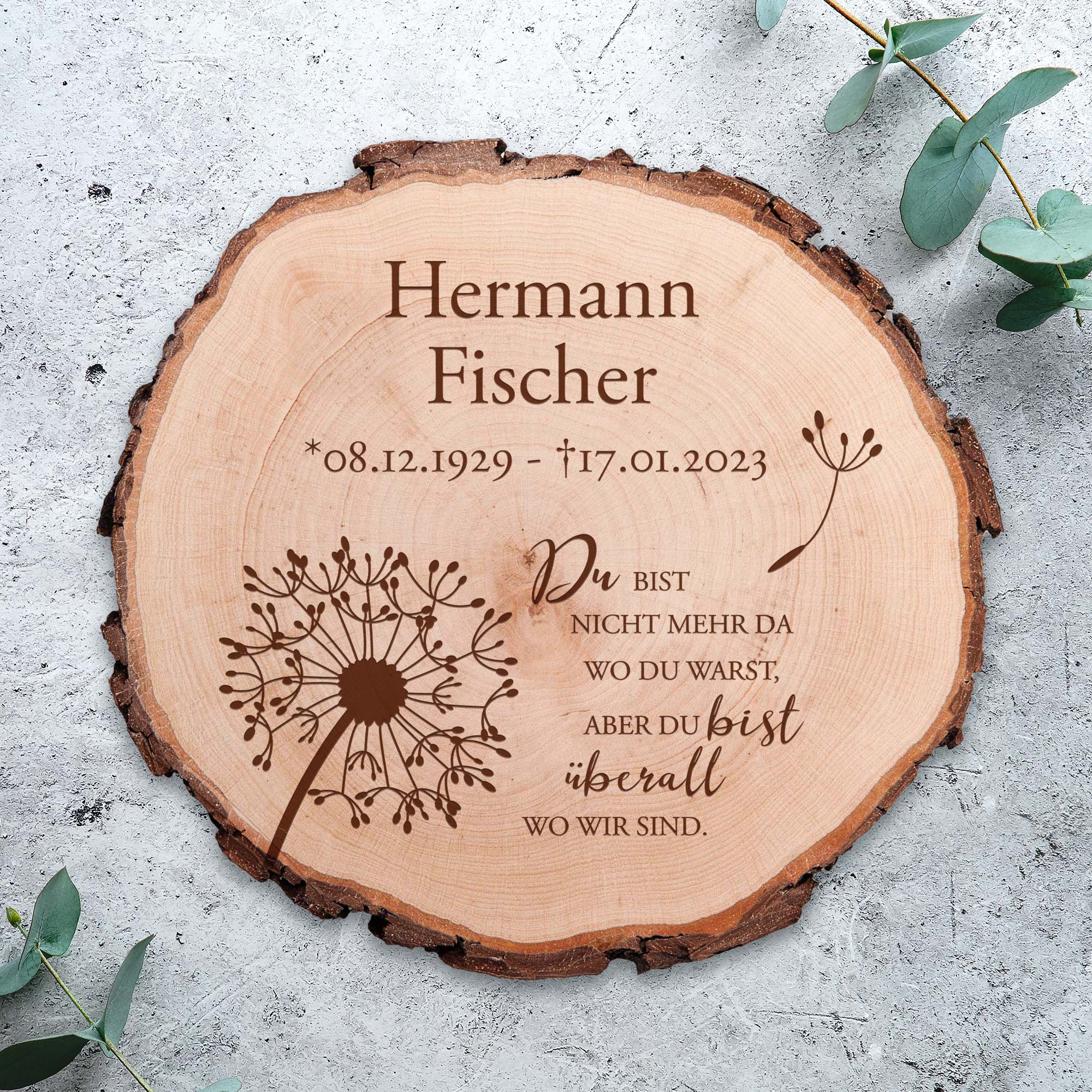 Baumscheibe - Trauer Blume - Personalisiert