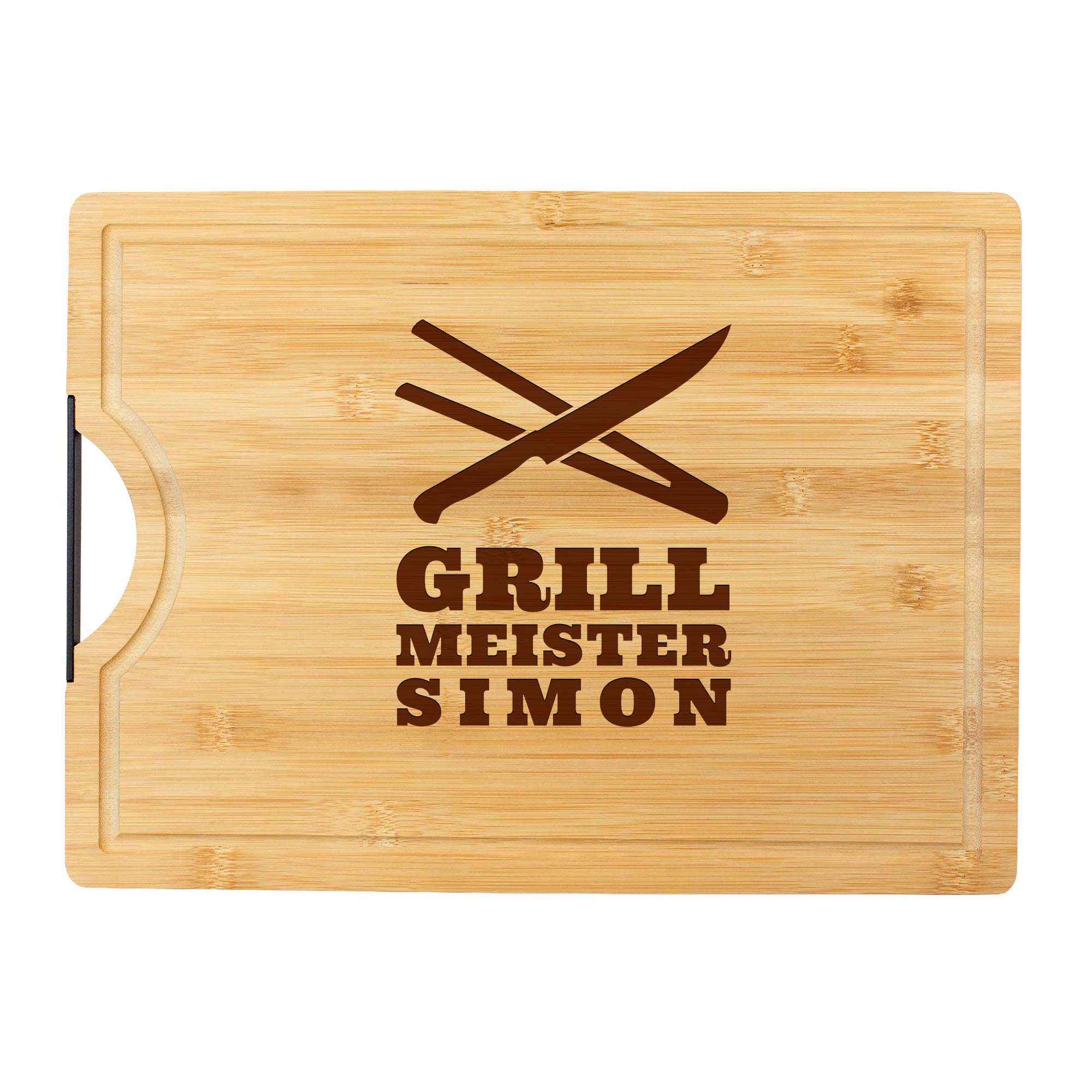 Bambusholz Schneidebrett mit Grillmeister Gravur