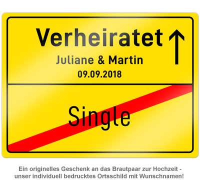 Personalisiertes Ortsschild - Verheiratet 2020 - 1