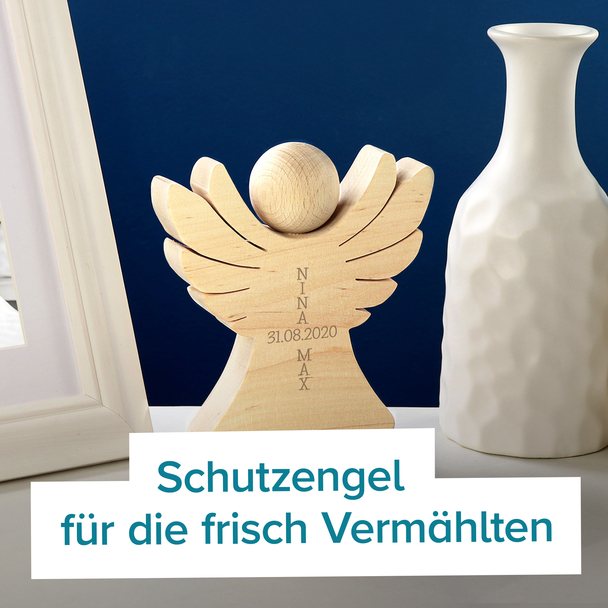 Holzengel mit Gravur zur Hochzeit 3479 - 2