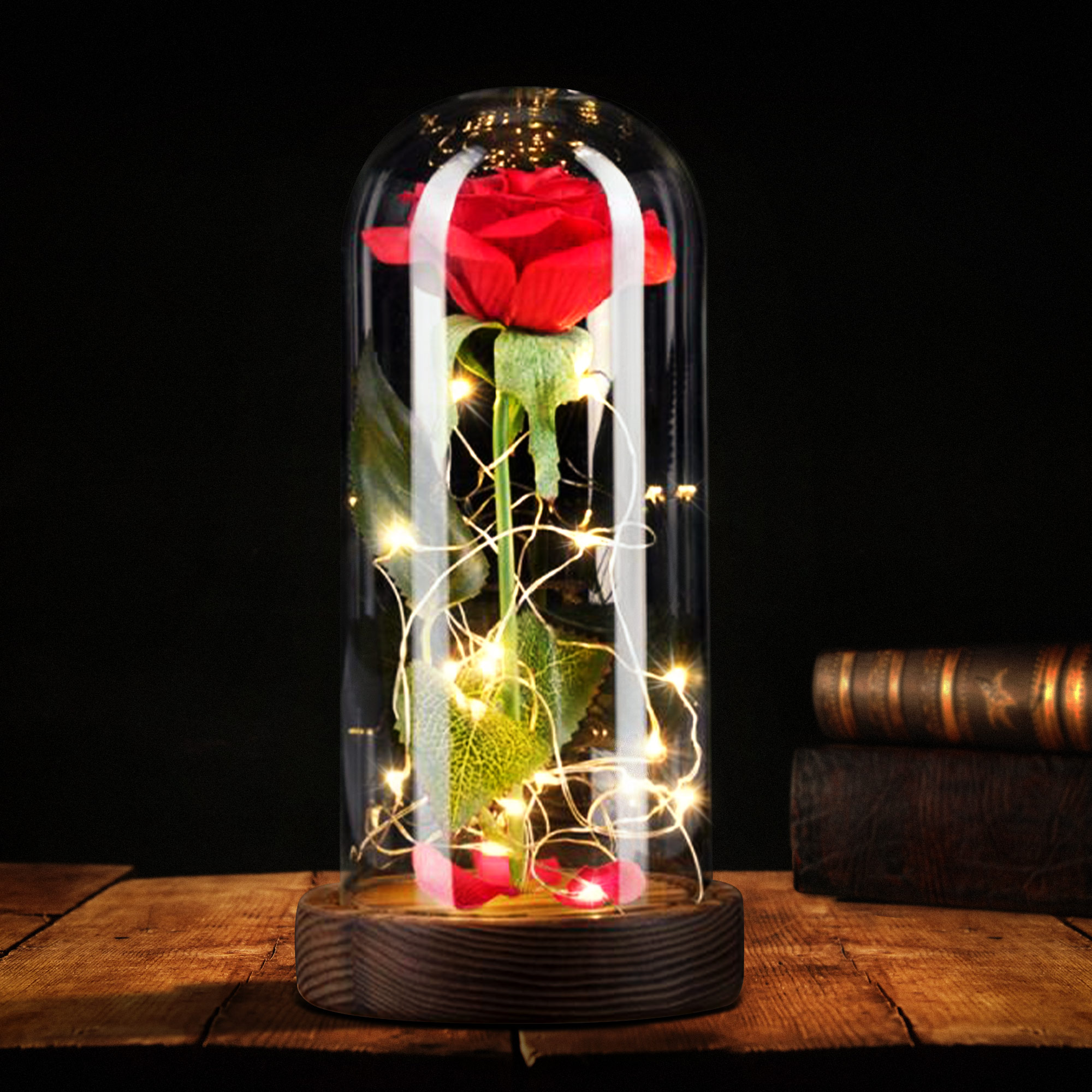 Rose unter Glasglocke