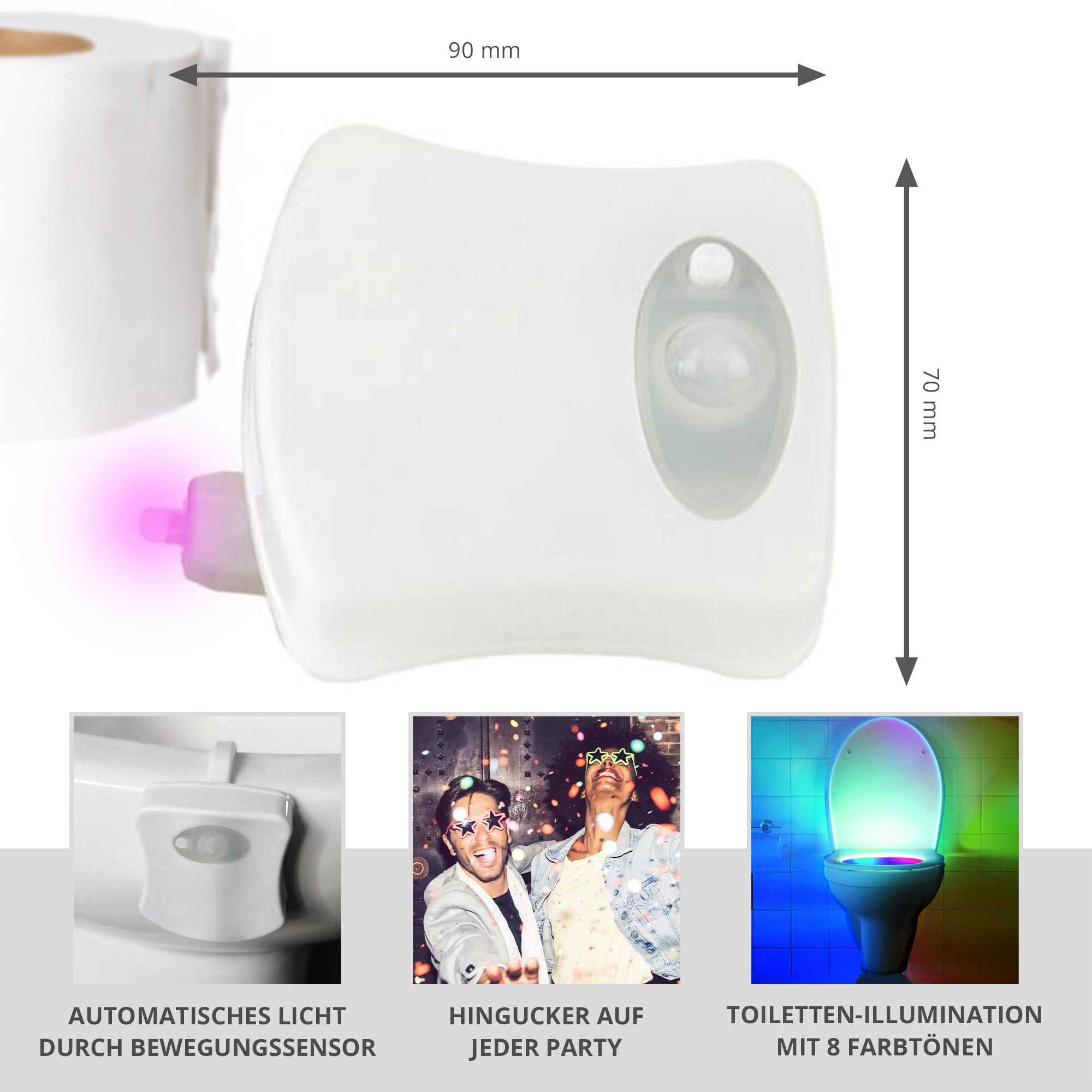 Techno Toilettenlicht mit Bewegungsmelder und Farbwechsel Techno Toilettenlicht mit Bewegungsmelder und Farbwechsel