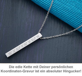 Kette mit Stabanhänger Silber - Geokoordinaten 3424 - 2